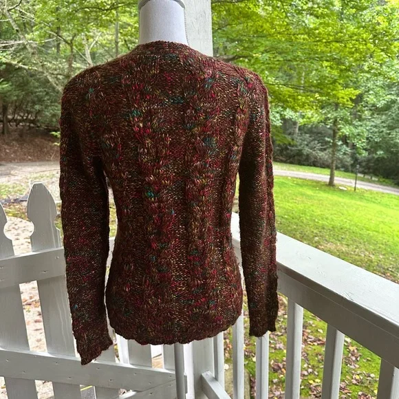 Talbots Variegated Wool Blend Cable Knit Cardigan S FREE SHIP - Picture 3 of 5